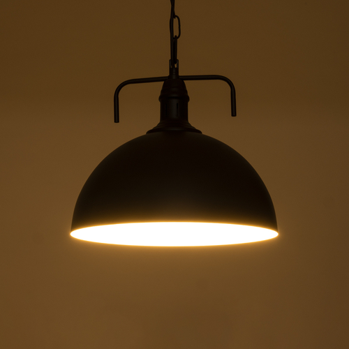GloboStar® LARKIN 01175 Vintage Κρεμαστό Φωτιστικό Καμπάνα Μονόφωτο 1 x E27 IP20 Μαύρο Μέταλλο - Μ30 x Π30 x Y28cm