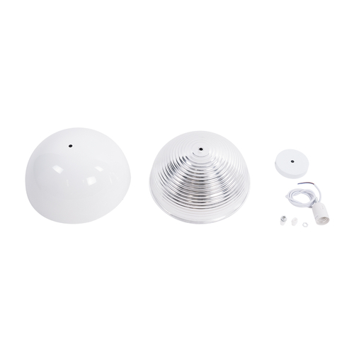 GloboStar® CHIME 01030 Μοντέρνο Κρεμαστό Φωτιστικό Καμπάνα Μονόφωτο 1 x E27 IP20 Λευκό Μέταλλο - Μ30 x Π30 x Υ16cm