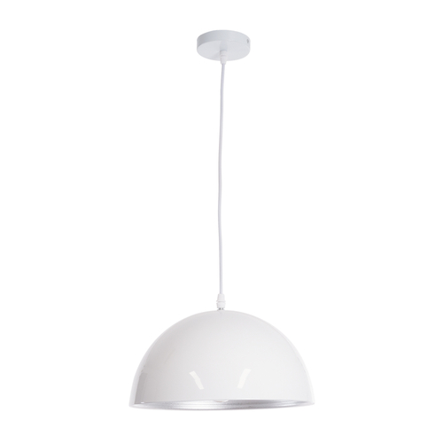 GloboStar® CHIME 01030 Μοντέρνο Κρεμαστό Φωτιστικό Καμπάνα Μονόφωτο 1 x E27 IP20 Λευκό Μέταλλο - Μ30 x Π30 x Υ16cm