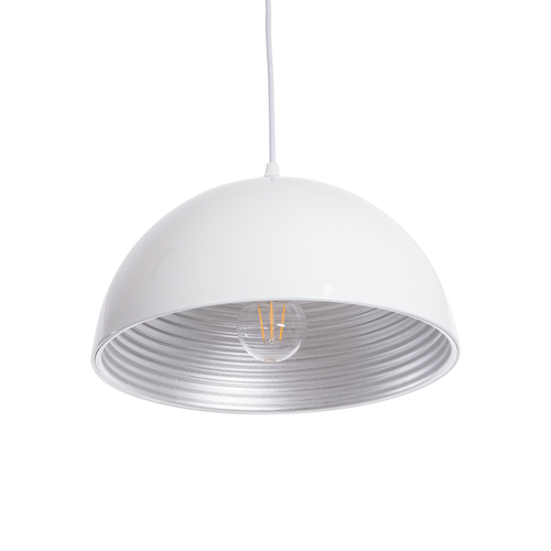 GloboStar® CHIME 01030 Μοντέρνο Κρεμαστό Φωτιστικό Καμπάνα Μονόφωτο 1 x E27 IP20 Λευκό Μέταλλο - Μ30 x Π30 x Υ16cm