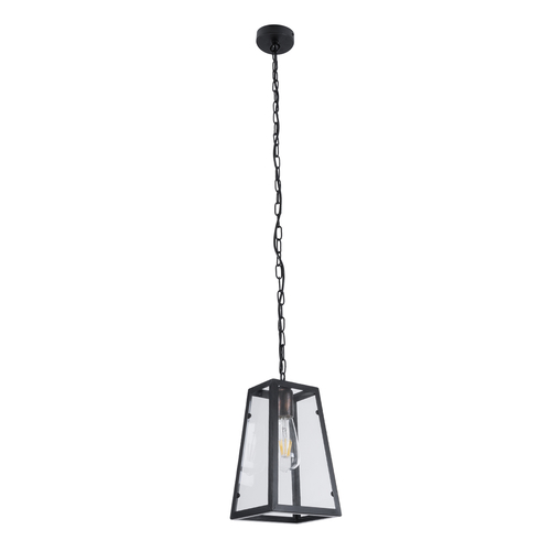 GloboStar® LIMA 01040 Vintage Κρεμαστό Φωτιστικό Ανάρτηση Μονόφωτο 1 x E27 IP20 Μαύρο Μέταλλο - Μ17 x Π14 x Υ26cm