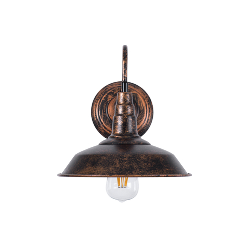 GloboStar® SORD 01067 Vintage Επιτοίχιο Φωτιστικό Απλίκα Μονόφωτο 1 x E27 IP20 Χάλκινο Μέταλλο - Μ26 x Π37 x Υ32cm