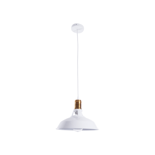 GloboStar® ANER 01072 Vintage Κρεμαστό Φωτιστικό Καμπάνα Μονόφωτο 1 x E27 IP20 Λευκό & Χρυσό Μέταλλο - Μ27.5 x Π27.5 x Υ19cm