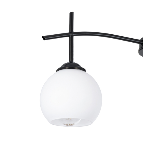 GloboStar® LUNA 01087 Μοντέρνο Φωτιστικό Οροφής Καμπάνα Τριφωτο 3 x E27 IP20 Μαύρο Μέταλλο με Λευκό Γυαλί - Μ45 x Π45 x Υ40cm