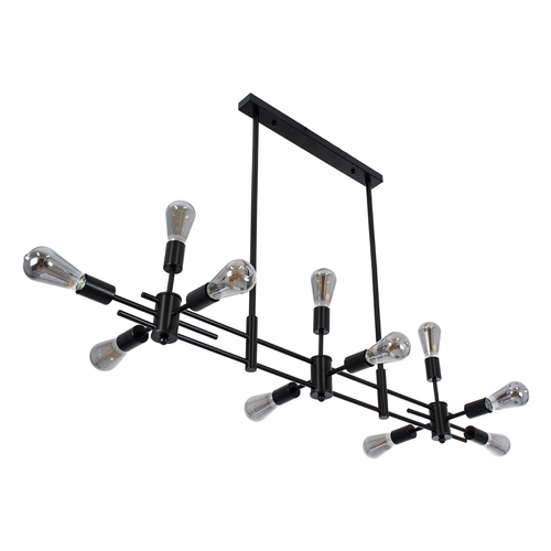 GloboStar® FERUM 01098 Μοντέρνο Φωτιστικό Οροφής Ράγα Πολύφωτο 11 x E27 IP20 Μαύρο Μέταλλο - Μ100 x Π30 x Υ77cm