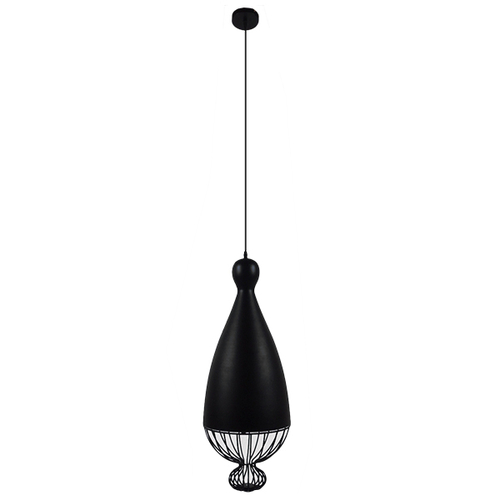 GloboStar® CARNEL 01106 Vintage Κρεμαστό Φωτιστικό Πλέγμα Μονόφωτο 1 x E27 IP20 Μαύρο Μέταλλο - Μ26 x Π26 x Υ70cm