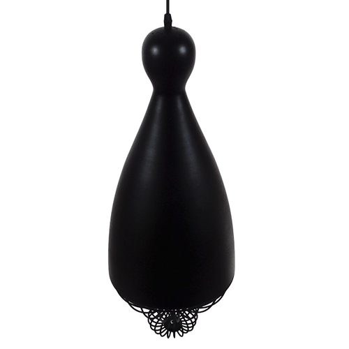 GloboStar® CARNEL 01106 Vintage Κρεμαστό Φωτιστικό Πλέγμα Μονόφωτο 1 x E27 IP20 Μαύρο Μέταλλο - Μ26 x Π26 x Υ70cm