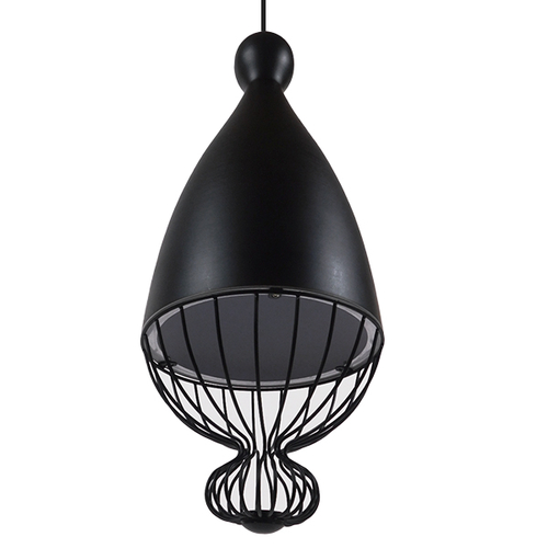 GloboStar® CARNEL 01106 Vintage Κρεμαστό Φωτιστικό Πλέγμα Μονόφωτο 1 x E27 IP20 Μαύρο Μέταλλο - Μ26 x Π26 x Υ70cm