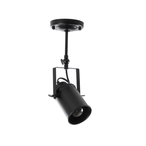 GloboStar® HOLLYWOOD 01153 Vintage Φωτιστικό Οροφής Ράγα Μονόφωτο 1 x E27 IP20 Μαύρο Μέταλλο - Μ8.5 x Π8.5 x Υ35cm