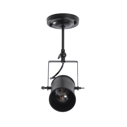 GloboStar® HOLLYWOOD 01153 Vintage Φωτιστικό Οροφής Ράγα Μονόφωτο 1 x E27 IP20 Μαύρο Μέταλλο - Μ8.5 x Π8.5 x Υ35cm