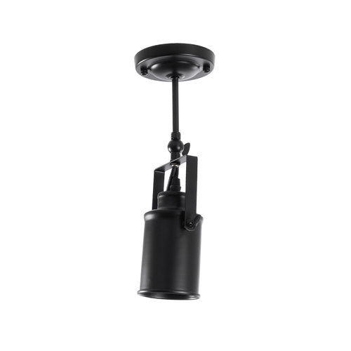 GloboStar® HOLLYWOOD 01153 Vintage Φωτιστικό Οροφής Ράγα Μονόφωτο 1 x E27 IP20 Μαύρο Μέταλλο - Μ8.5 x Π8.5 x Υ35cm