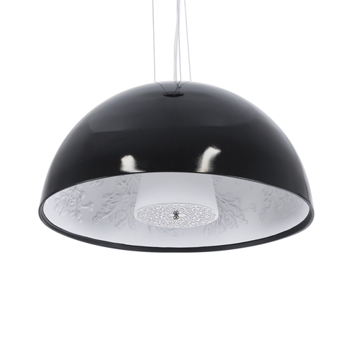 GloboStar® SERENIA 01151 Μοντέρνο Κρεμαστό Φωτιστικό Καμπάνα Μονόφωτο 1 x E27 IP20 Μαύρο & Άσπρο Γύψο - Μ40 x Π40 x Υ20cm