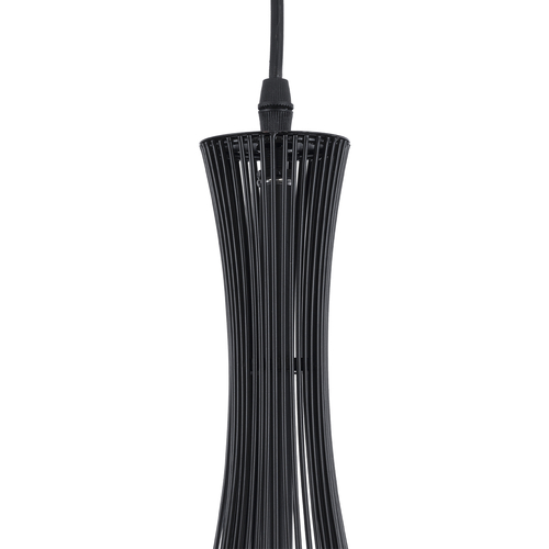 GloboStar® REA 01198 Μοντέρνο Κρεμαστό Φωτιστικό Πλέγμα Μονόφωτο 1 x E27 IP20 Μαύρο Μέταλλο με Λευκό Ύφασμα - Μ30 x Π30 x Υ50cm