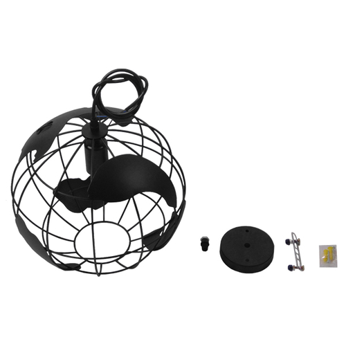 GloboStar® EARTH 01205 Vintage Κρεμαστό Φωτιστικό Φιγούρα Μονόφωτο 1 x E27 IP20 Μαύρο Μέταλλο - Μ30 x Π30 x Υ30cm