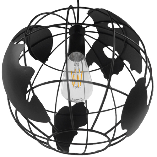 GloboStar® EARTH 01205 Vintage Κρεμαστό Φωτιστικό Φιγούρα Μονόφωτο 1 x E27 IP20 Μαύρο Μέταλλο - Μ30 x Π30 x Υ30cm