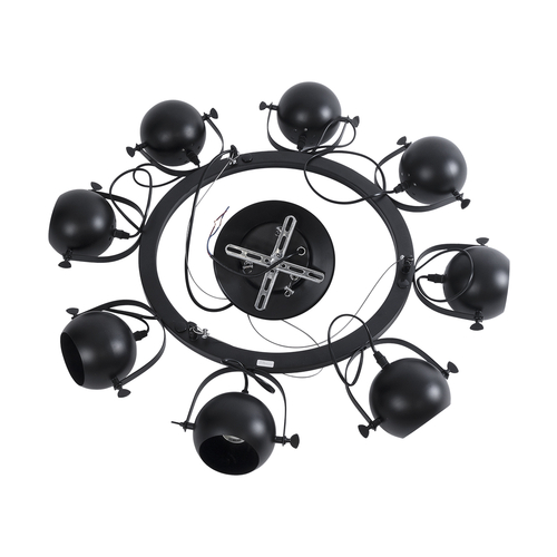 GloboStar® LINNYA 01219 Μοντέρνο Κρεμαστό Φωτιστικό Ανάρτηση Πολύφωτο 8 x E27 IP20 Μαύρο Μέταλλο - Μ78 x Π78 x Υ10cm