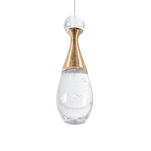 GloboStar® JADORE 01232 Μοντέρνο Κρεμαστό Φωτιστικό Ανάρτηση LED 5W 400lm 120°AC 220-240V IP20 Θερμό Λευκό 3000K Χάλκινο Μέταλλο με Διάφανο Γυαλί - Μ8 x Π8 x Υ26cm - 2 Χρόνια Εγγύηση