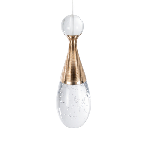 GloboStar® JADORE 01232 Μοντέρνο Κρεμαστό Φωτιστικό Ανάρτηση LED 5W 400lm 120°AC 220-240V IP20 Θερμό Λευκό 3000K Χάλκινο Μέταλλο με Διάφανο Γυαλί - Μ8 x Π8 x Υ26cm - 2 Χρόνια Εγγύηση