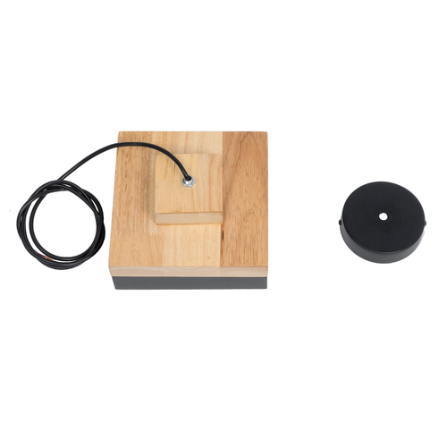 GloboStar® RUHIEL 01234 Μοντέρνο Κρεμαστό Φωτιστικό Καμπάνα Μονόφωτο 1 x E27 IP20 Μαύρο Μέταλλο με Μπεζ Ξύλο - Μ18 x Π18 x Υ12cm