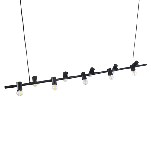 GloboStar® ALFREDA 01242 Μοντέρνο Κρεμαστό Φωτιστικό Ράγα Πολύφωτο 10 x E27 IP20 Μαύρο Μέταλλο - Μ140 x Π18 x Υ7cm