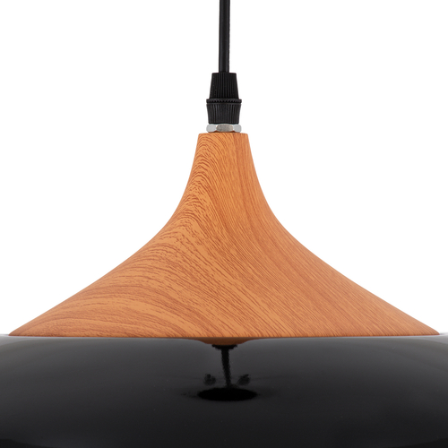 GloboStar® VILI 01261 Μοντέρνο Κρεμαστό Φωτιστικό Καμπάνα Μονόφωτο 1 x E27 IP20 Μαύρο & Μπεζ Μέταλλο - Μ35 x Π35 x Υ27cm