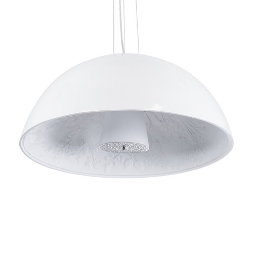 GloboStar® SERENIA 01271 Μοντέρνο Κρεμαστό Φωτιστικό Καμπάνα Μονόφωτο 1 x E27 IP20 Λευκό Μέταλλο με Λευκό Γύψο - Μ60 x Π60 x Υ30cm