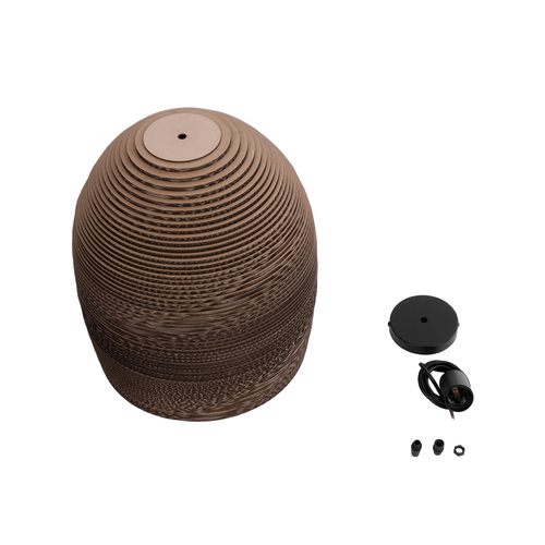 GloboStar® SANTORINI 01296 Boho Κρεμαστό Φωτιστικό Καμπάνα Μονόφωτο 1 x E27 IP20 3D Καφέ Χαρτί - Μ35 x Π35 x Υ40cm