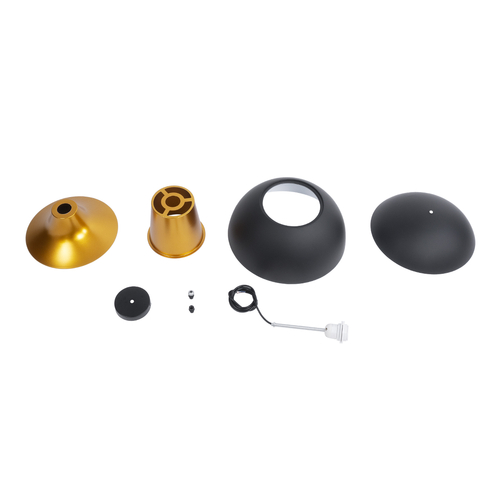 GloboStar® SEVILLE 01269 Μοντέρνο Κρεμαστό Φωτιστικό Ανάρτηση Μονόφωτο 1 x E27 IP20 Μαύρο & Χρυσό Μέταλλο - Μ35 x Π35 x Υ35cm
