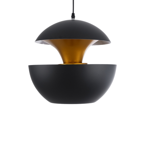 GloboStar® SEVILLE 01269 Μοντέρνο Κρεμαστό Φωτιστικό Ανάρτηση Μονόφωτο 1 x E27 IP20 Μαύρο & Χρυσό Μέταλλο - Μ35 x Π35 x Υ35cm