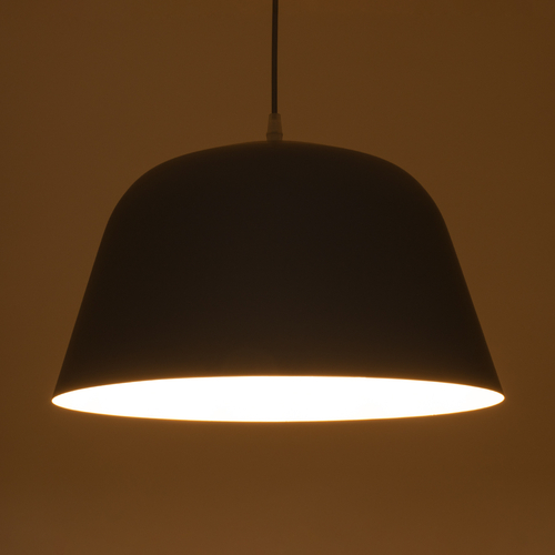 GloboStar® UPVALE 01282 Μοντέρνο Κρεμαστό Φωτιστικό Καμπάνα Μονόφωτο 1 x E27 IP20 Γκρί & Λευκό Μέταλλο - Μ40 x Π40 x Υ24cm
