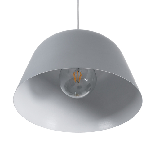 GloboStar® UPVALE 01282 Μοντέρνο Κρεμαστό Φωτιστικό Καμπάνα Μονόφωτο 1 x E27 IP20 Γκρί & Λευκό Μέταλλο - Μ40 x Π40 x Υ24cm