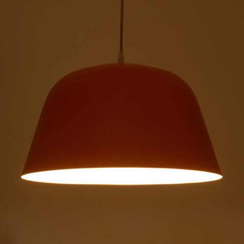 GloboStar® UPVALE 01283 Μοντέρνο Κρεμαστό Φωτιστικό Καμπάνα Μονόφωτο 1 x E27 IP20 Πορτοκαλί & Λευκό Μέταλλο - Μ40 x Π40 x Υ24cm