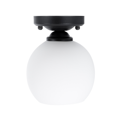 GloboStar® MAURA 01318 Μοντέρνο Φωτιστικό Οροφής Καμπάνα Μονόφωτο 1 x E27 IP20 Λευκό Γυαλί με Μαύρο Μέταλλο - Μ15 x Π15 x Υ18cm