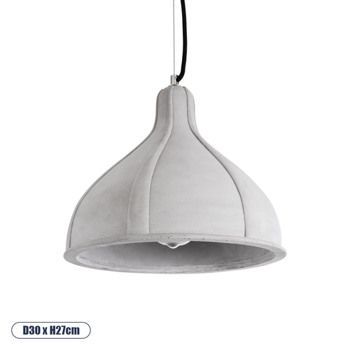 GloboStar® TRIBECA 01326 Μοντέρνο Κρεμαστό Φωτιστικό Καμπάνα Μονόφωτο 1 x E27 IP20 Γκρι Τσιμέντο - Μ30 x Π30 x Υ27cm