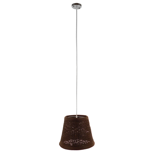GloboStar® PLAYROOM 01333 Vintage Κρεμαστό Φωτιστικό Καπέλο Μονόφωτο 1 x E27 IP20 Καφέ Rattan - Μ32 x Π32 x Υ27cm