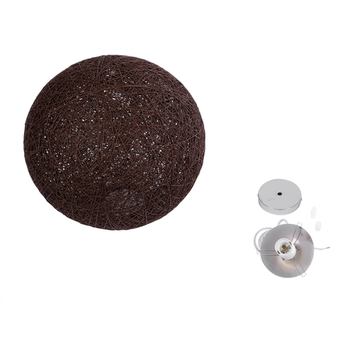 GloboStar® OCEANA 01358 Boho Κρεμαστό Φωτιστικό Μπάλα Μονόφωτο 1 x E27 IP20 Καφέ Σχοινί - Μ40 x Π40 x Υ40cm
