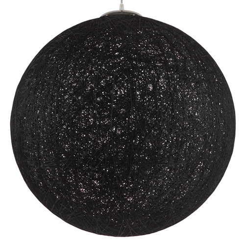 GloboStar® OCEANA 01364 Boho Κρεμαστό Φωτιστικό Μπάλα Μονόφωτο 1 x E27 IP20 Μαύρο Σχοινί - Μ60 x Π60 x Υ60cm