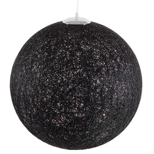 GloboStar® OCEANA 01364 Boho Κρεμαστό Φωτιστικό Μπάλα Μονόφωτο 1 x E27 IP20 Μαύρο Σχοινί - Μ60 x Π60 x Υ60cm