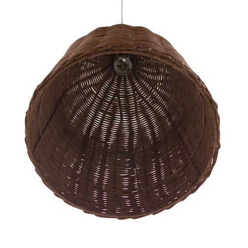 GloboStar® BAHAMAS 01367 Boho Κρεμαστό Φωτιστικό Καμπάνα Μονόφωτο 1 x E27 IP20 Καφέ Ξύλο - Μ30 x Π30 x Υ40cm