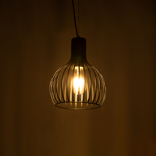 GloboStar® SCANDI 01386 Vintage Κρεμαστό Φωτιστικό Πλέγμα Μονόφωτο 1 x E27 IP20 Μαύρο Μέταλλο - Μ23 x Π23 x Υ30cm