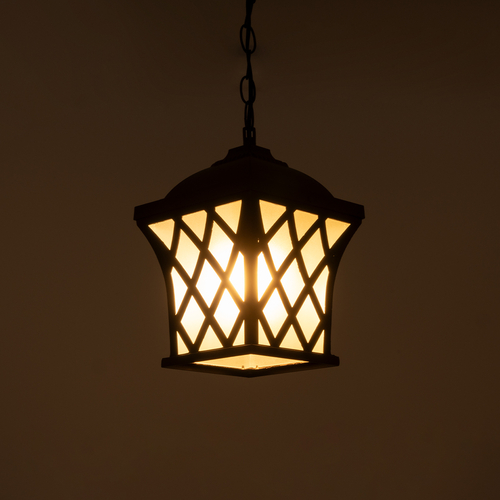 GloboStar® LINCOLN 01399 Vintage Κρεμαστό Φωτιστικό Πλέγμα Μονόφωτο 1 x E27 IP20 Καφέ Μεταλλο με Διάφανο Γυαλί - Μ19 x Π19 x Υ20cm