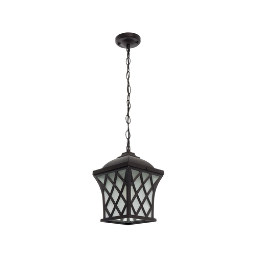 GloboStar® LINCOLN 01399 Vintage Κρεμαστό Φωτιστικό Πλέγμα Μονόφωτο 1 x E27 IP20 Καφέ Μεταλλο με Διάφανο Γυαλί - Μ19 x Π19 x Υ20cm