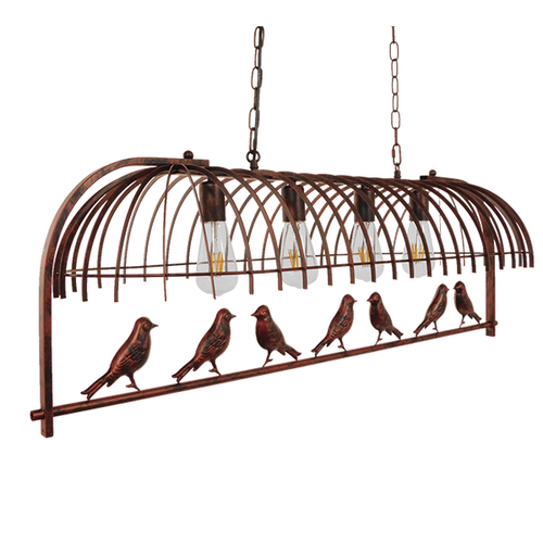 GloboStar® NEST 01402 Vintage Κρεμαστό Φωτιστικό Φιγούρα Πολύφωτο 4 x E27 IP20 Χάλκινο Μέταλλο με Πράσινο Πλαστικό - Μ103 x Π34 x Υ36.5cm