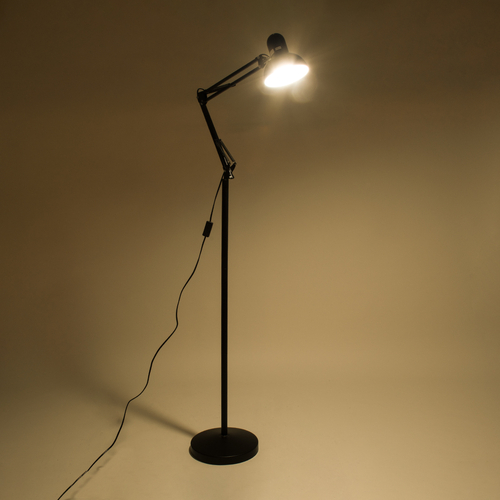 GloboStar® AUDREY 01468 Vintage Επιδαπέδιο Φωτιστικό Μονόφωτο 1 x E27 IP20 Μαύρο Μέταλλο - Μ15 x Π15 x Υ190cm