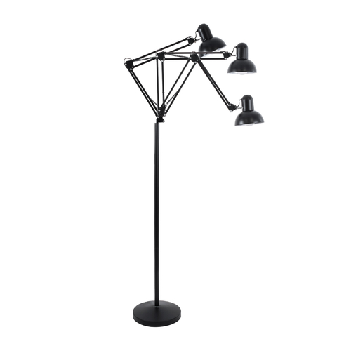 GloboStar® AUDREY 01468 Vintage Επιδαπέδιο Φωτιστικό Μονόφωτο 1 x E27 IP20 Μαύρο Μέταλλο - Μ15 x Π15 x Υ190cm