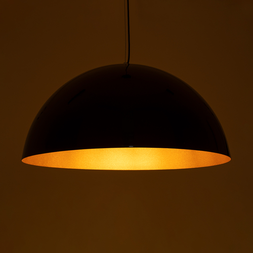 GloboStar® DIADEMA 01342 Μοντέρνο Κρεμαστό Φωτιστικό Καμπάνα Μονόφωτο 1 x E27 IP20 Μαύρο & Χρυσό Μέταλλο - Μ60 x Π60 x Υ30cm