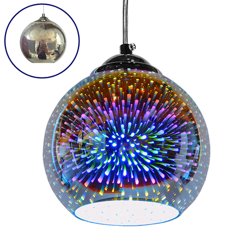 GloboStar® MERCURY 01345 Μοντέρνο Κρεμαστό Φωτιστικό Μπάλα Μονόφωτο 1 x E27 IP20 3D Πολύχρωμο Γυαλί - Μ15 x Π15 x Υ12.5cm
