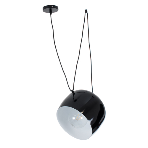 GloboStar® JASPER 01373 Μοντέρνο Κρεμαστό Φωτιστικό Ανάρτηση Μονόφωτο 1 x E27 IP20 Μαύρο & Λευκό Μέταλλο - Μ26.5 x Π26.5 x Υ20.5cm