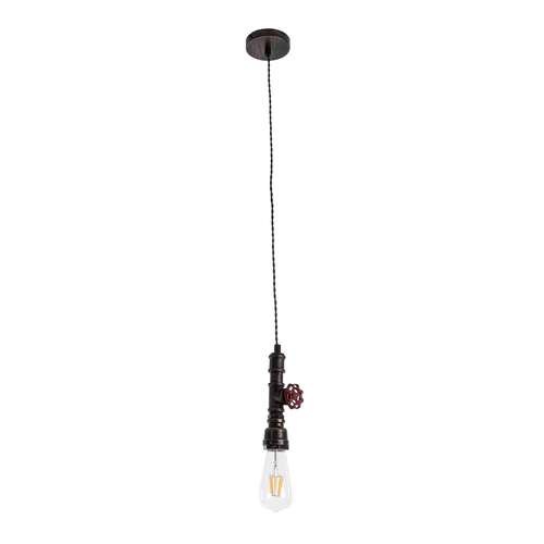 GloboStar® SPIGOT 01414 Vintage Κρεμαστό Φωτιστικό Ανάρτηση Μονόφωτο 1 x E27 IP20 Καφέ & Κόκκινο Μέταλλο - Μ5 x Π5 x Y20cm
