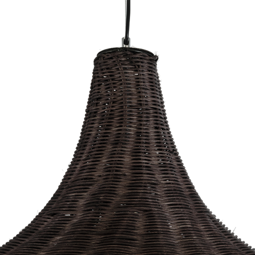 GloboStar® BAHAMAS 01569 Boho Κρεμαστό Φωτιστικό Καμπάνα Μονόφωτο 1 x E27 IP20 Καφέ Ξύλο - Μ90 x Π90 x Y90cm